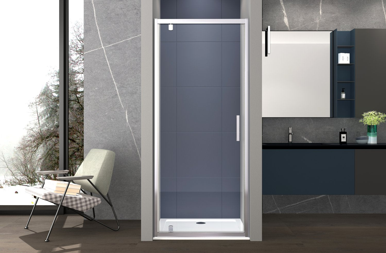 Porta doccia 80 cm nicchia porta battente H195 cm GIULIA Cromato