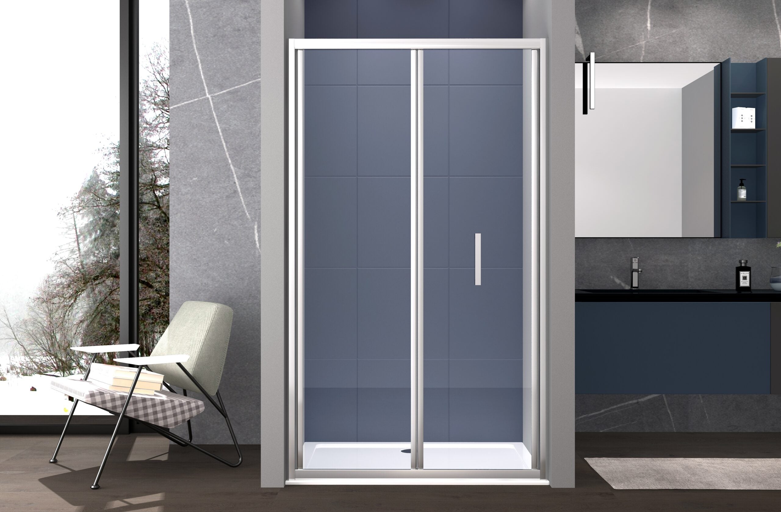 Box doccia 70 cm a SOFFIETTO apertura laterale a libro H195 cm CHIARA Cromato