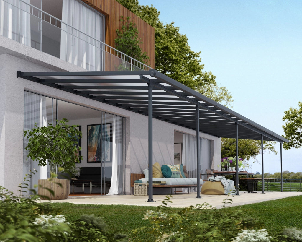 Canopia Feria Pergola Addossata in Alluminio  3X10.9 m Grigio