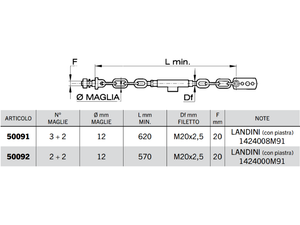Catena imbrigliamento LANDINI maglie 2+2 1+1 o 2+1 Lmin 500mm M16x2-M22x2.5 - 51226