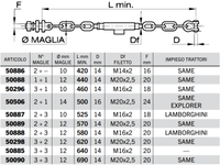 Catena imbrigliamento SAME 2+1, 3+1 maglie A~cedil;10-14mm L420-690mm M14x2-M20x2.5 - 50088