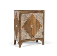 Credenza in legno di mango con due ante dipinte a mano