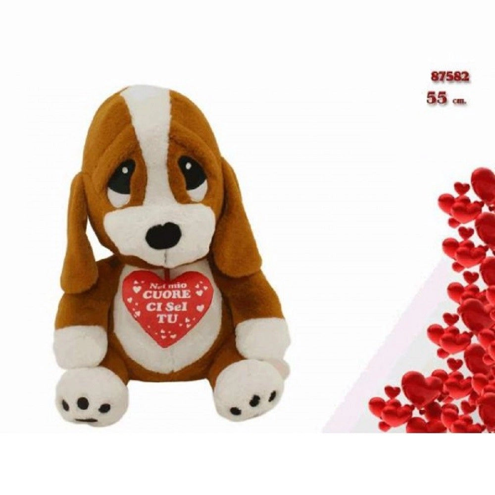 Trade Shop - Cane Cocker Peluche 55cm Con Cuore "nel Mio Cuore Ci Sei Tu" San Valentino 87582 -