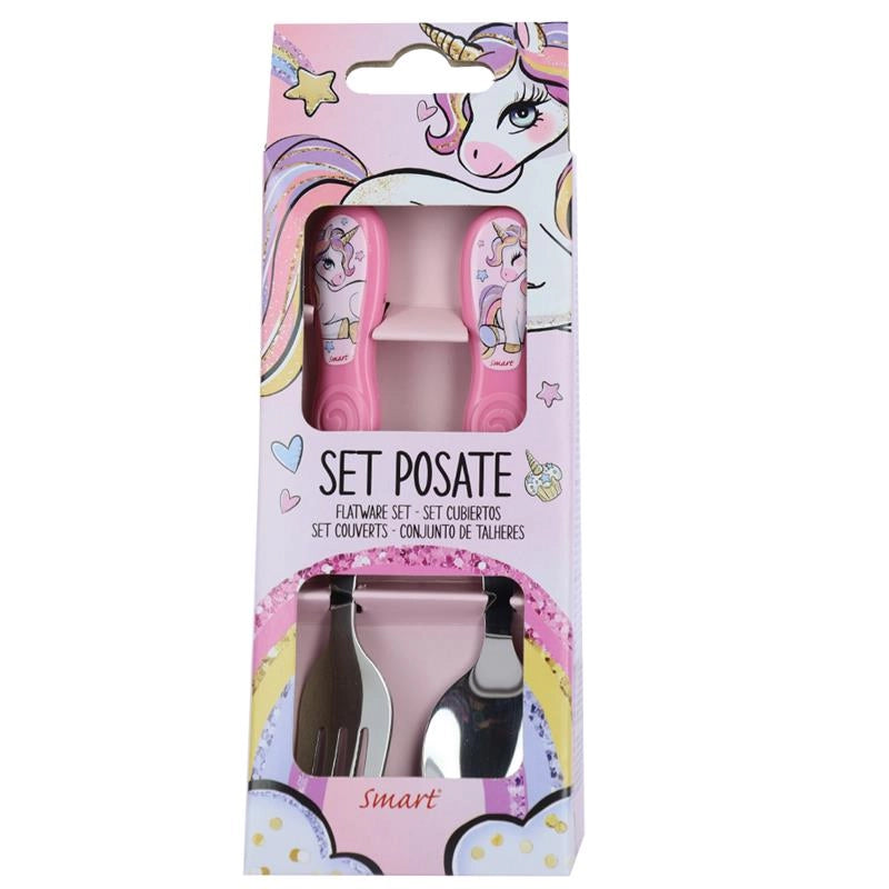 SET 2 POSATE ACCIAIO UNICORNO FORCHETTA E CUCCHIAIO