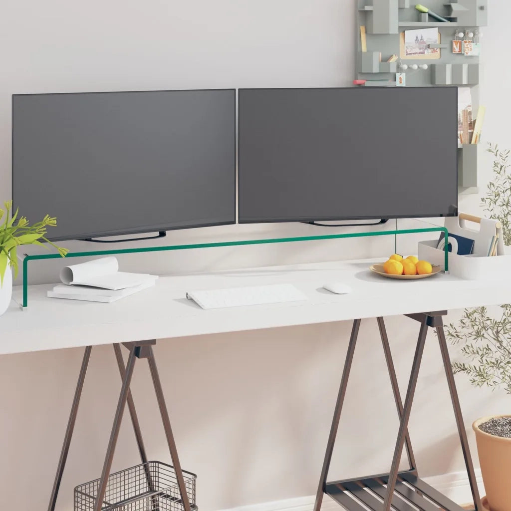 Mobile/Rialzo Porta TV-Supporto per TV in Vetro Trasparente 120x30x13 cm