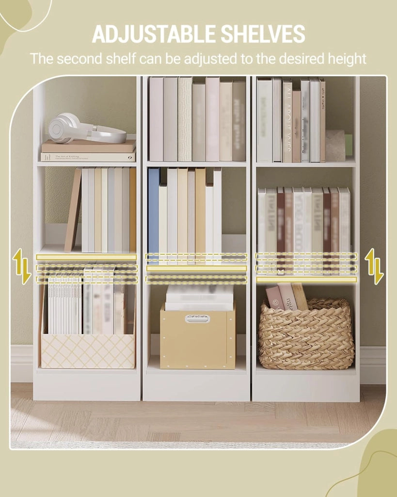 Libreria a 7 Ripiani, Scaffale Libreria, 24 x 30 x 214 cm, per Soggiorno Studio Ufficio Camera da Letto, Bianco BC79703X