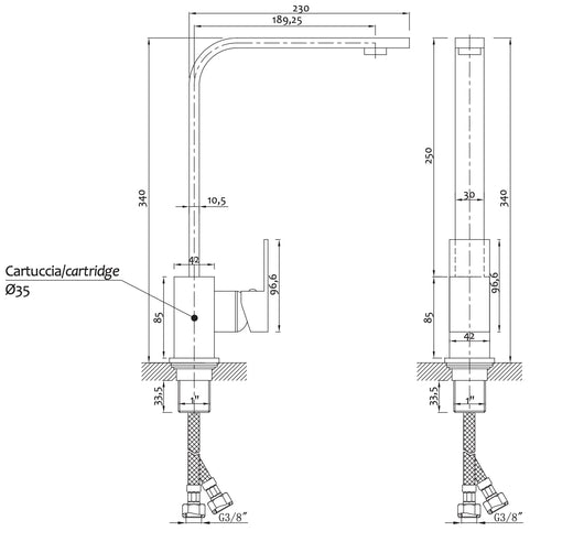 Miscelatore cucina bagno squadrato con canna girevole