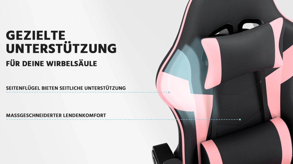 Sedia Gaming Ergonomica ¨C MINIMAL ¨C Schienale Regolabile, Ecopelle, Nera e Rosa