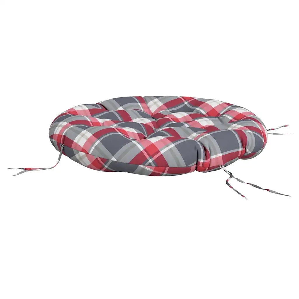 Cuscino Rotondo Rosso Motivo a Quadri Ø 100x11cm Tessuto Oxford 361975