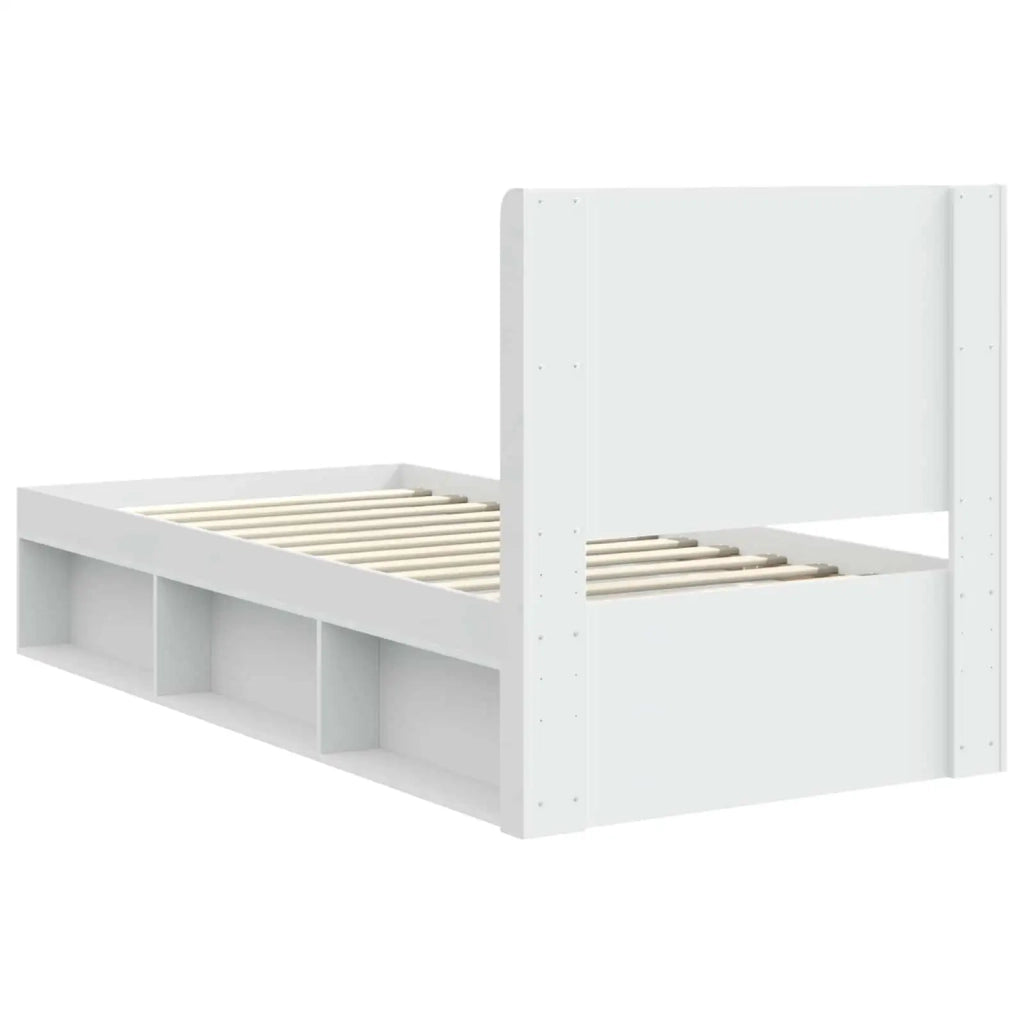 Struttura del letto con stoccaggio e testata Bianco 90 x 190 cm 3413901
