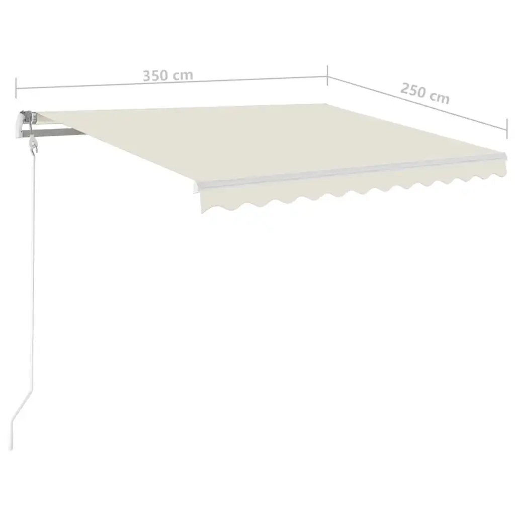 Tenda da Sole Retrattile Manuale con LED 3,5x2,5 m Crema 3069922