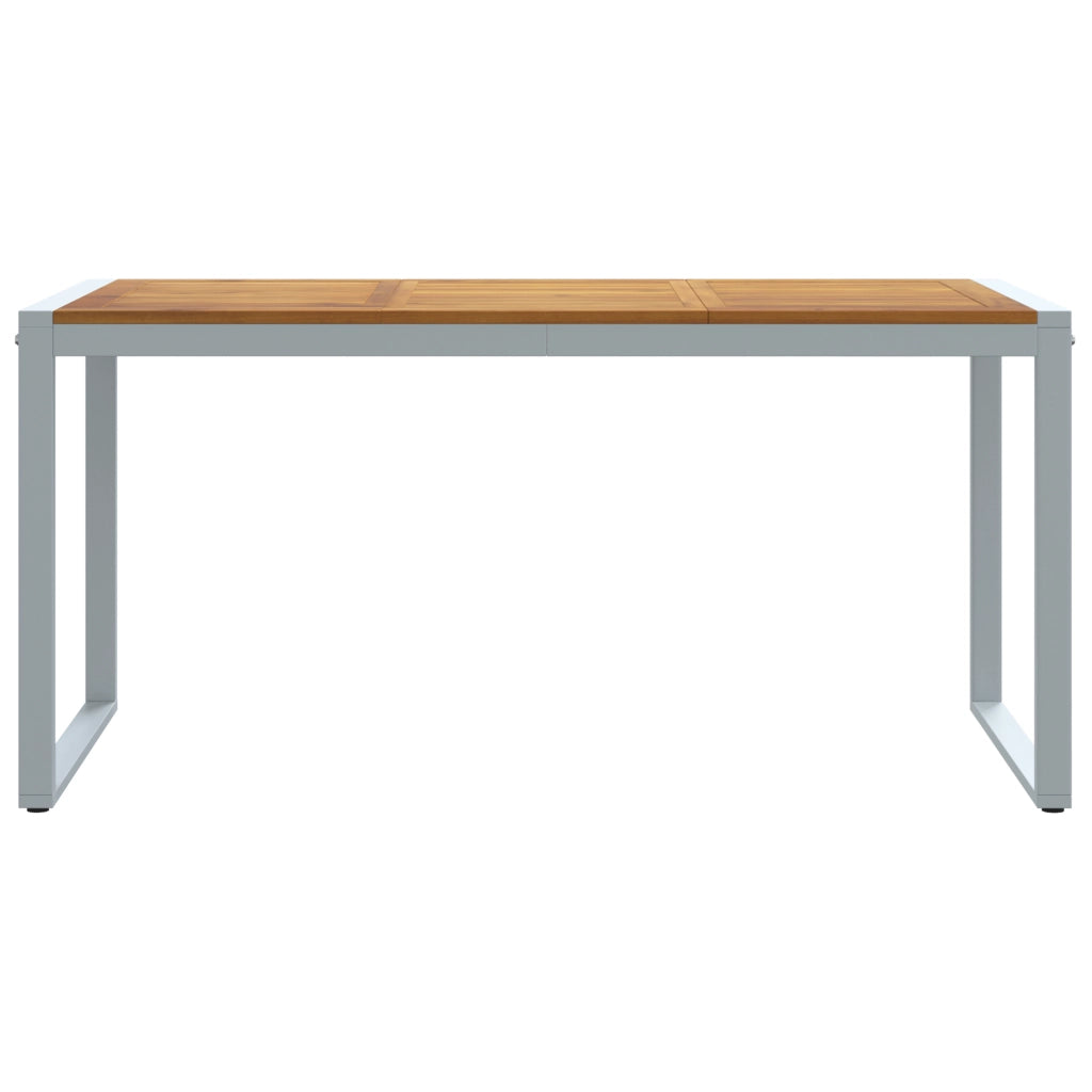 Tavolo da pranzo da esterno  Grigio 160x80x75 cm Acciaio e Legno massello di acacia