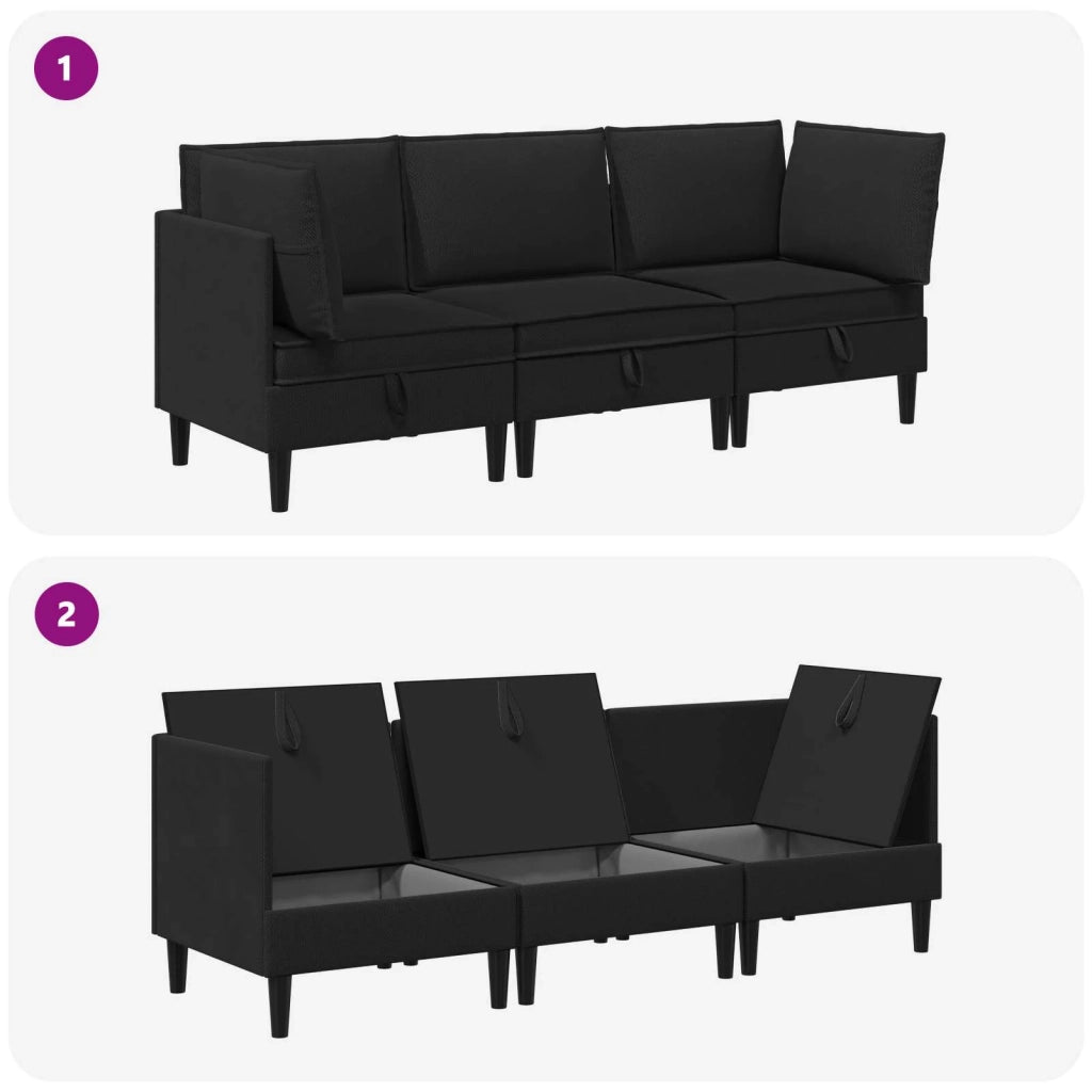 Set di mobili per il soggiorno 3 pcs Nero Tessuto 3413808