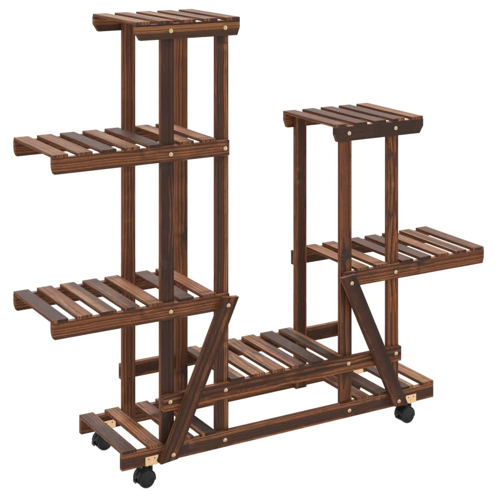 Portafiori con Ruote-Supporto per Piante Mobile-Rastrelliera per Fiori 95x25x101 cm in Legno Massello di Abete 520646