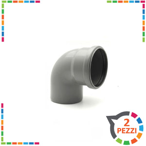 Curva 90° diam. 50 mm per tubo scarichi domestici 2 pezzi