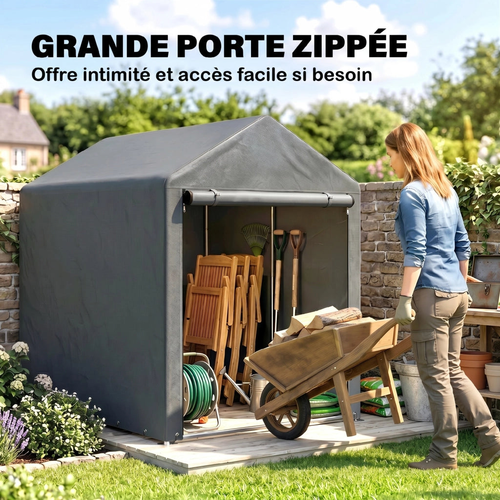Capanno Attrezzi ¨C zephmum ¨C 120x179x165 cm Grigio Scuro Acciaio Zincato Tessuto PE