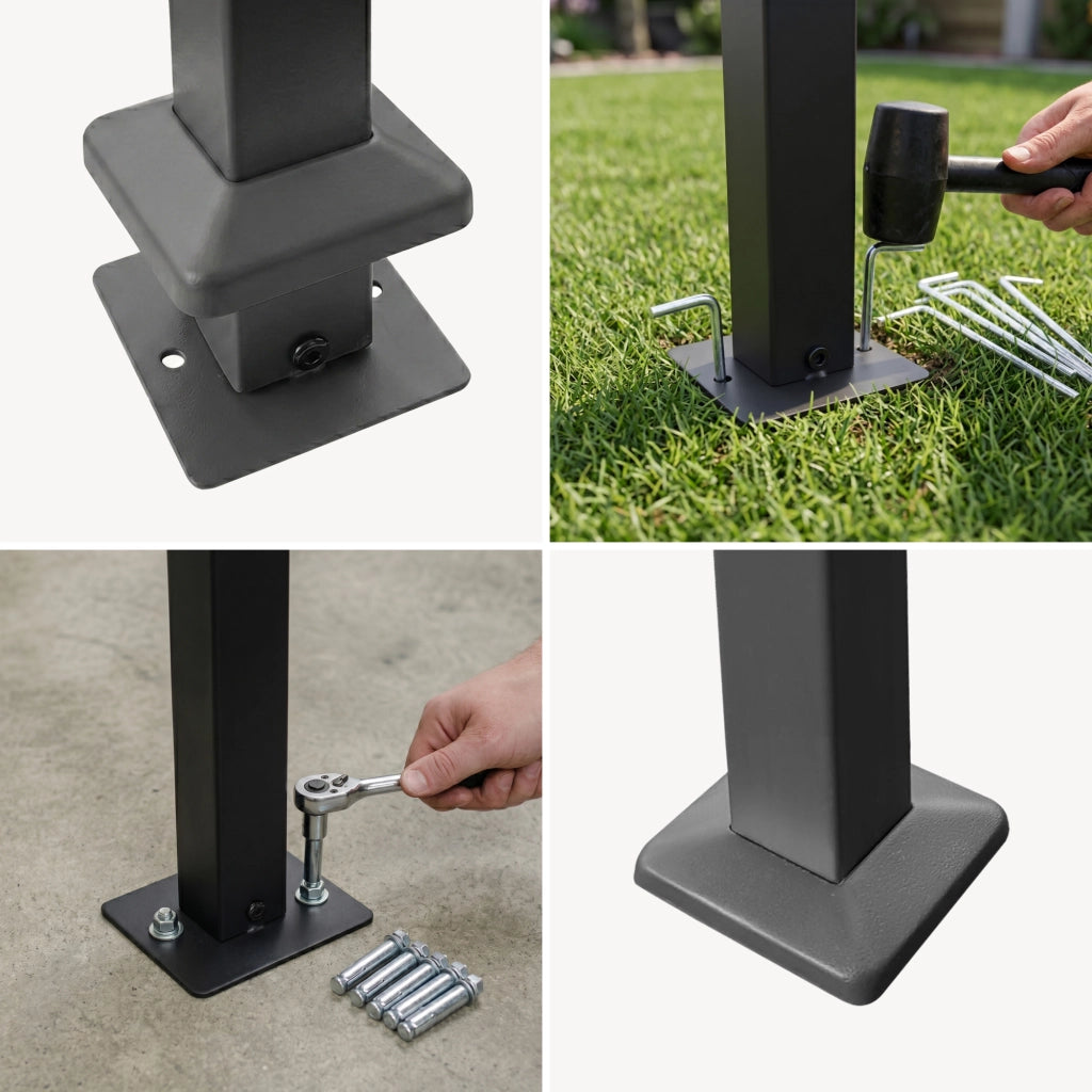 Gazebo per Barbecue Parga con Tetto Doppio e 2 Ripiani 250x241x151 cm - Grigio Scuro [en.casa]
