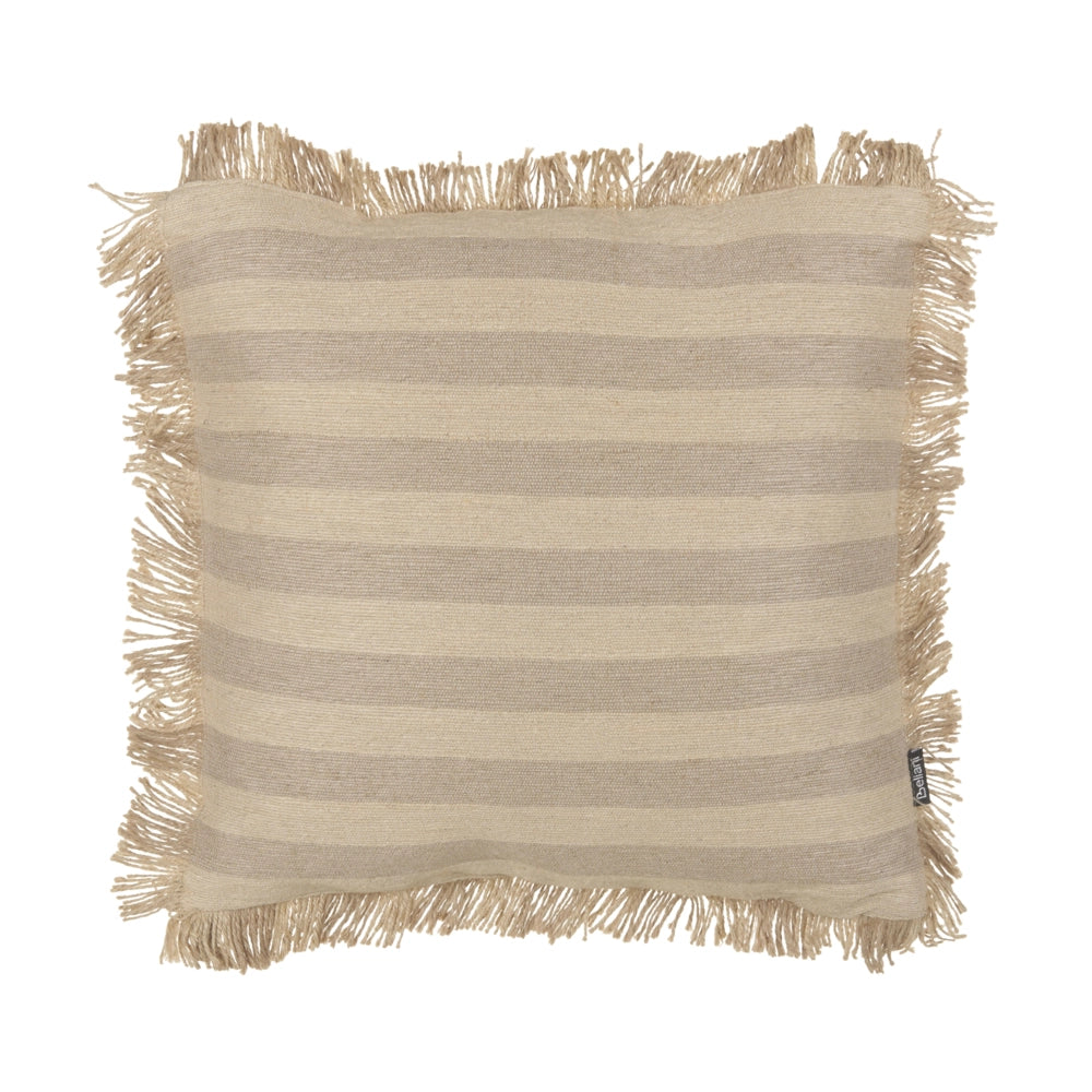 Set di 2 cuscini in iuta sfoderabile con imbottitura con bordo decorativo a righe 45 x 45 cm Beige accessori decorativi boho
