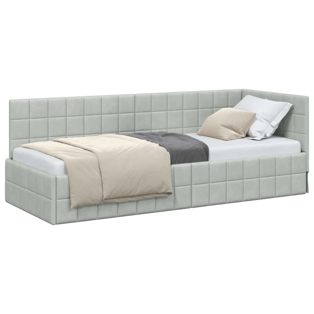 Letto singolo | Letto per adulti | Cornice del letto ad angolo Grigio chiaro 80 cm x 200 cm