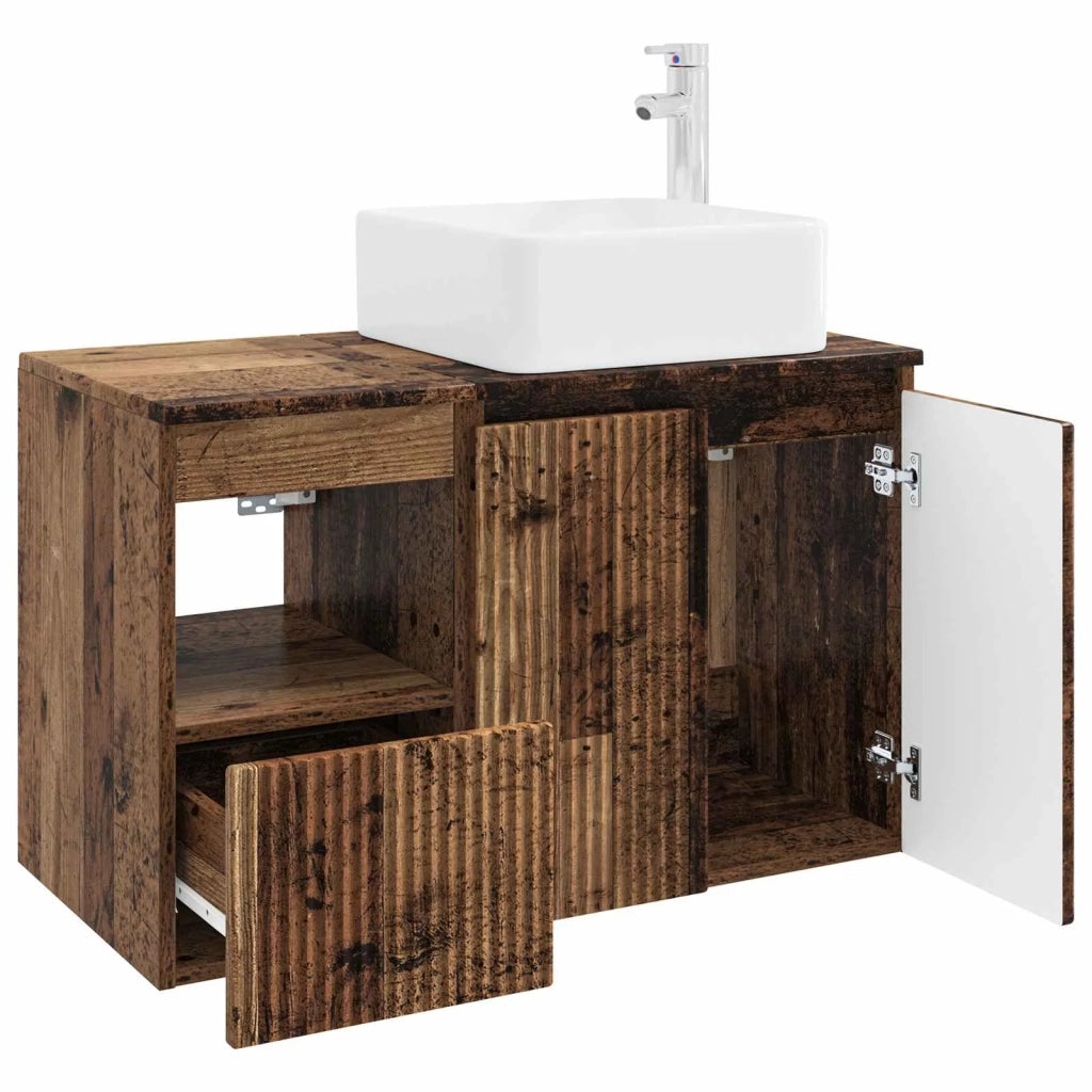 Set di mobili per il bagno 2 pz Legno antico 3404052