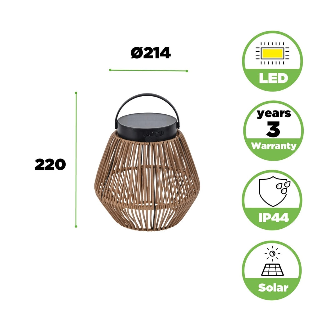 Lampada da tavolo solare LED 2,8W rattan Coppa Lutec