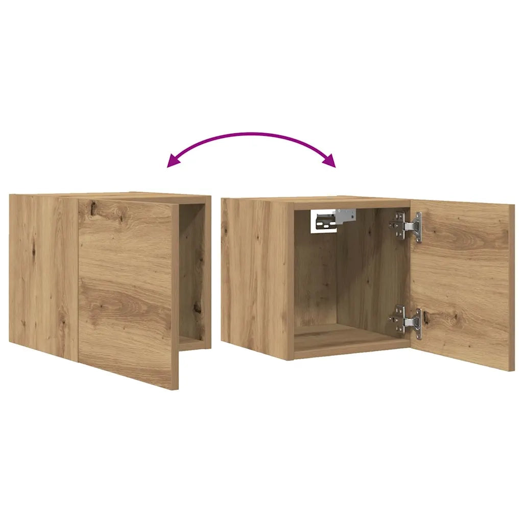 Armadietti TV Montati a Parete 2pz Artigianale 30,5x30x30 cm 856415