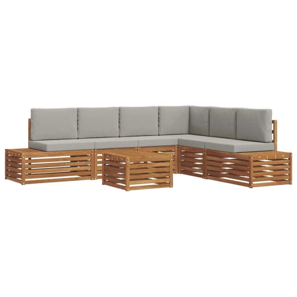 Set di divani da esterno 7 Pezzo Grigio Naturale e Chiaro