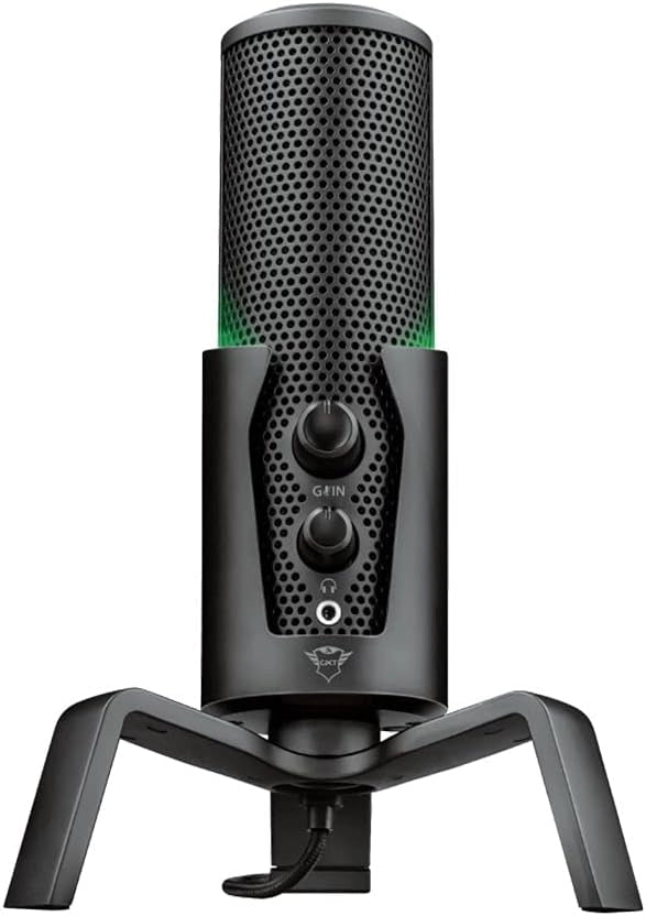 Trust Gaming GXT 258 Fyru Microfono PC, 4 Pattern Di Registrazione, Illuminazione LED, Microfono USB Per Computer, PS4, PS5, Streaming, Twitch, YouTube, Discord, Canto, ASMR, Podcasting - Nero