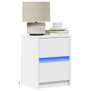 Comodini con Luci LED 2pz-Set di 2 Tavolino da notte Bianchi in Legno Multistrato 731835