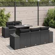 Set Divano da Giardino 6 pz con Cuscini Nero in Polyrattan 3326726