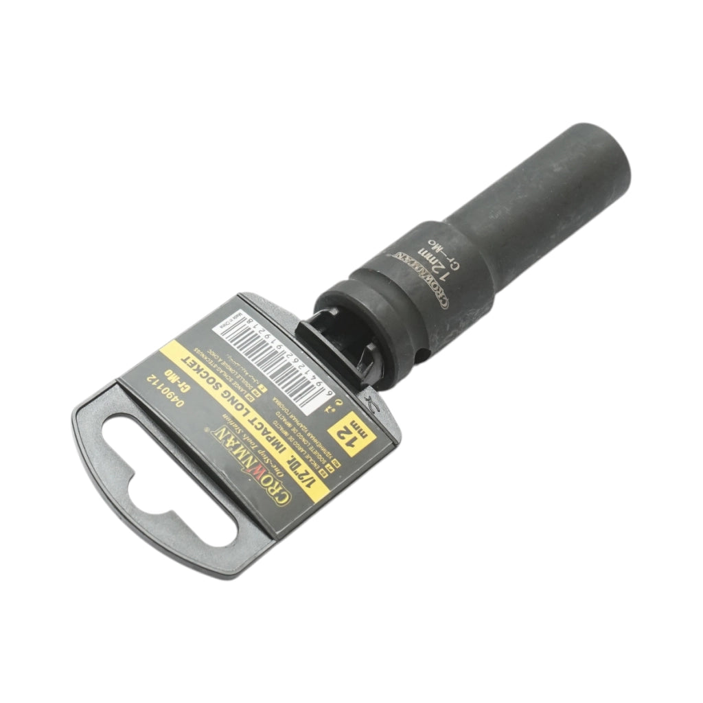 Chiave a bussola a impatto Crownman da 12 mm, quadrata in acciaio Cr-Mo da 1/2".