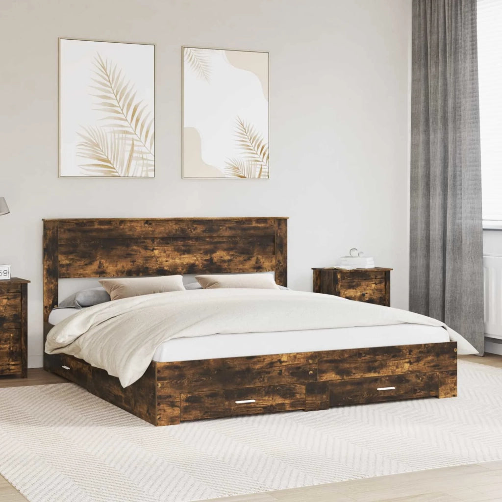Struttura del letto Rovere fumé 200 x 200 cm Legno multistrato