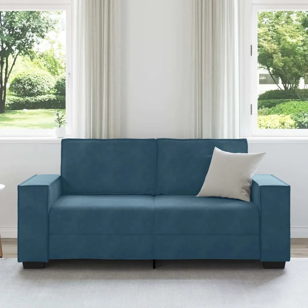 vidaXL Divano a 2 Posti Blu 140 cm in Velluto