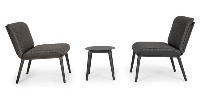 Set Tavolino e 2 Sedie da Giardino con Cuscini Isabela Antracite