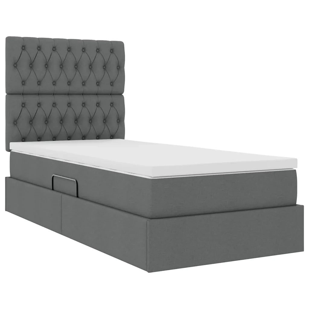 Letto con contenitore e LED con led Grigio scuro 100 x 200 cm