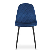 Sedia Valora DAPI in velluto blu navy con gambe in metallo x2