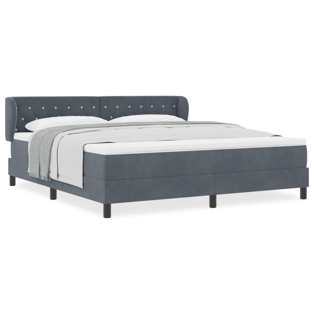 Letto Box Spring  con Materasso Grigio Scuro 180x200 cm in Velluto