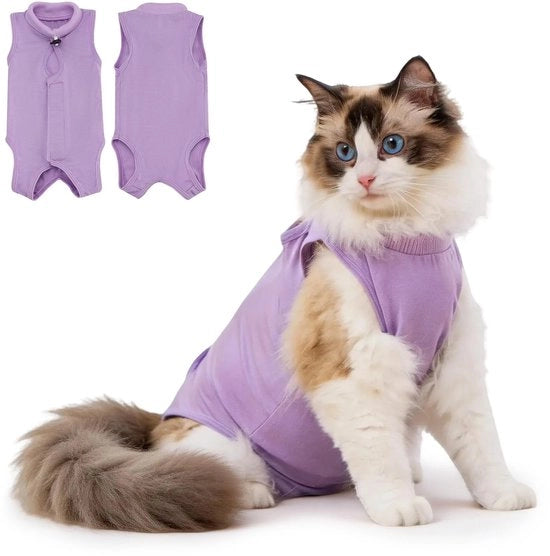 Kit di recupero per gatti - Onesie morbido - Alternativa respiratoria - Sostegno alla guarigione - Adatto per interventi di laparotomia - Tessuto di lattescente con seta - Onesie per gatti