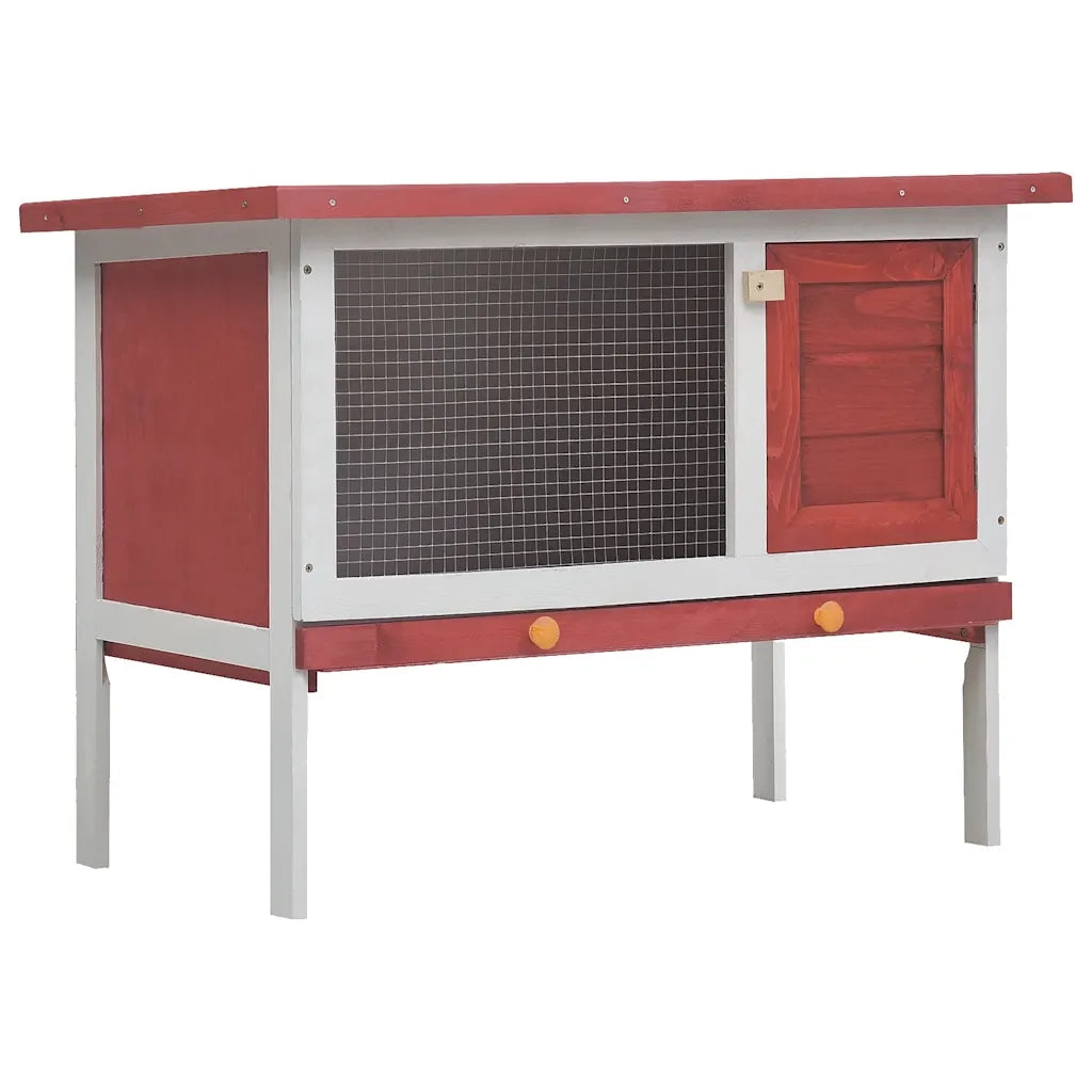 Conigliera per Esterni con Piano Singolo Rossa in Legno cod mxl 48401