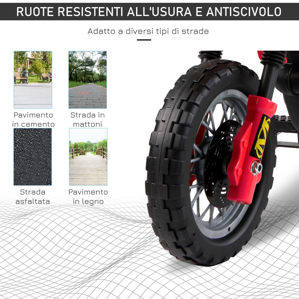 Moto Elettrica Bambini 3-6 Anni ¨C zephmum ¨C Rosso e Nero 102x53x66 cm