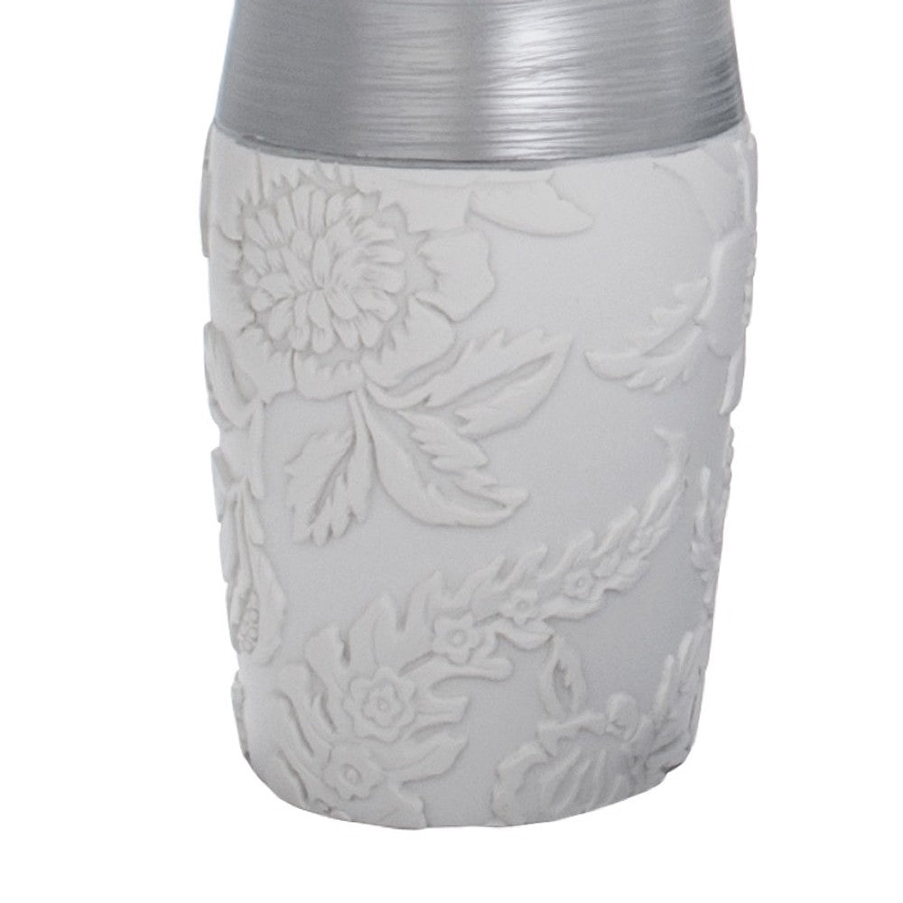 Bicchiere bianco/argento in resina - serie damasco