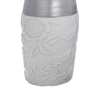 Bicchiere bianco/argento in resina - serie damasco