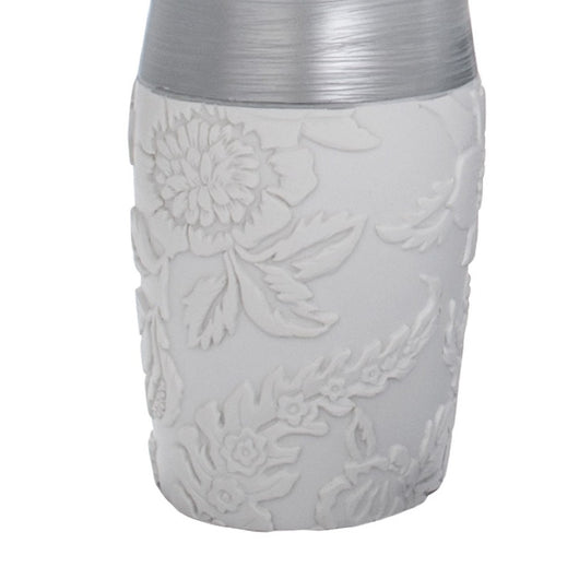 Bicchiere bianco/argento in resina - serie damasco