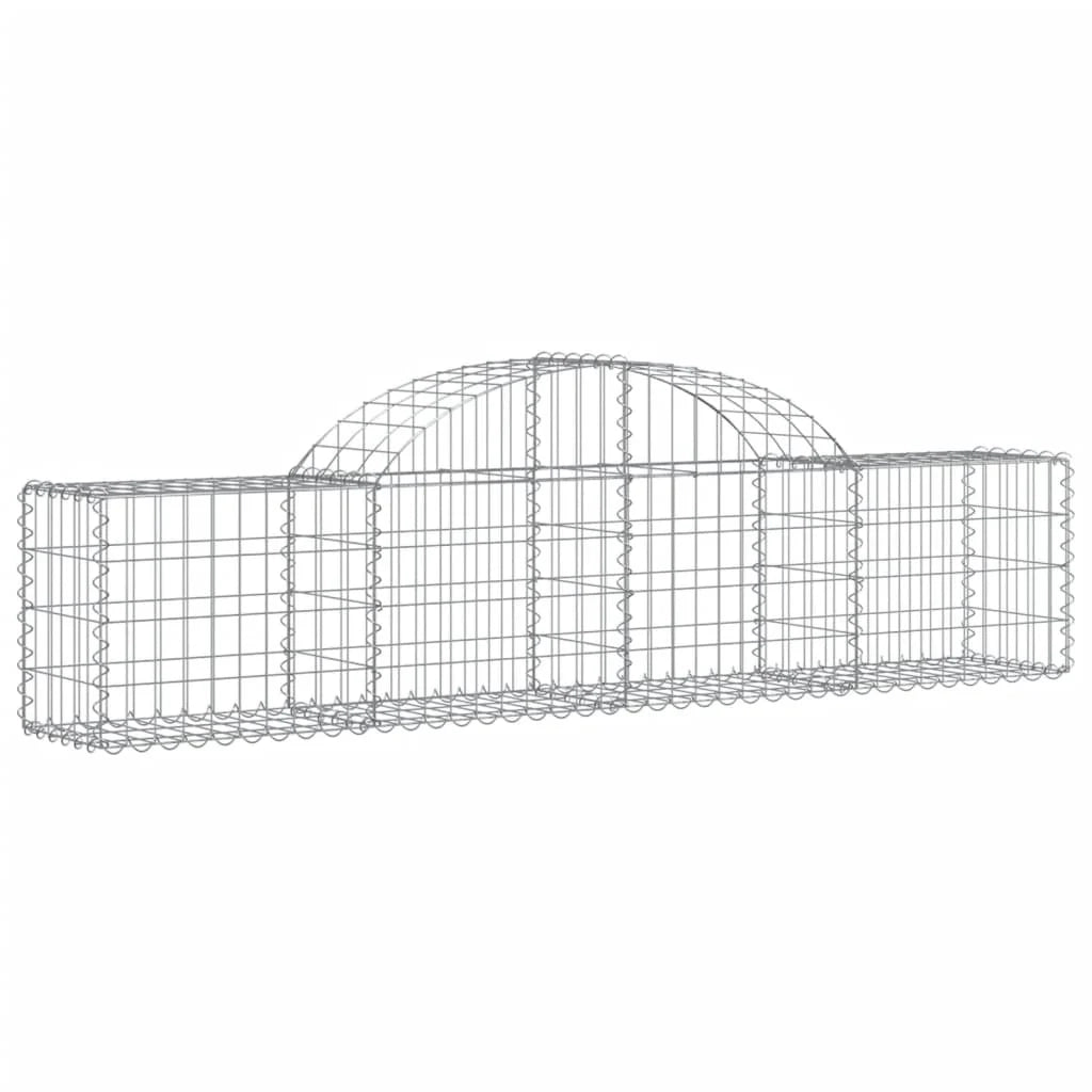 Cestini gabbioni recinzione a gabbia muro di contenimento ad arco 13 pezzi 200 x 30 x 40/60 cm ferro zincato argento 02_0040363