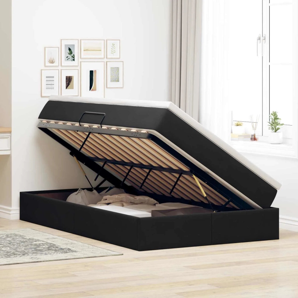 Letto con contenitore e materasso Nero 120 x 190 cm Velluto