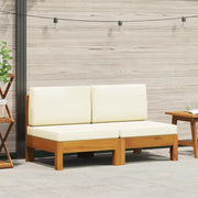 Divani Centrali 2 pz con Cuscini Bianco Crema Massello Acacia 310638