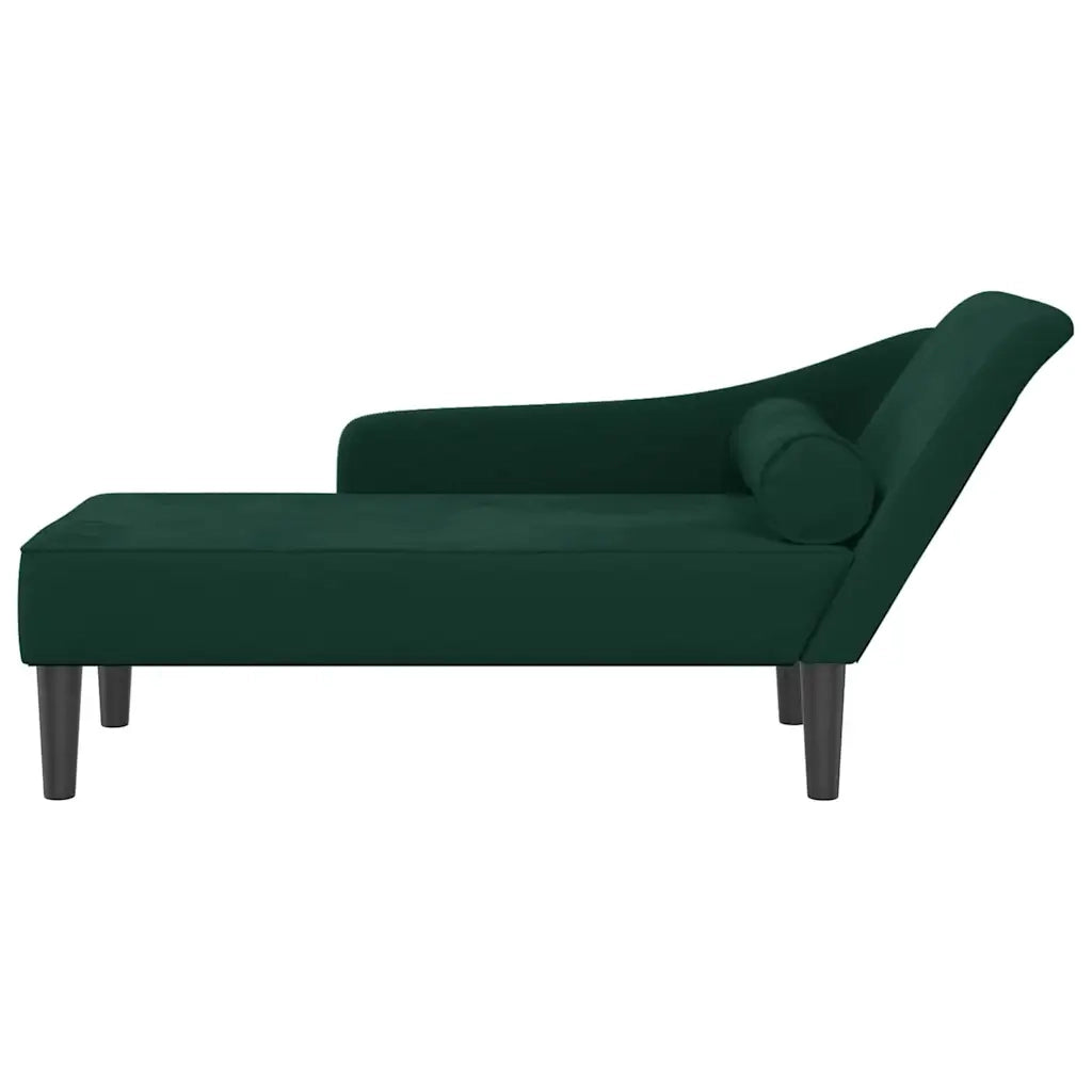 Chaise Longue con Cuscini Verde Scuro in Velluto CFW5559800