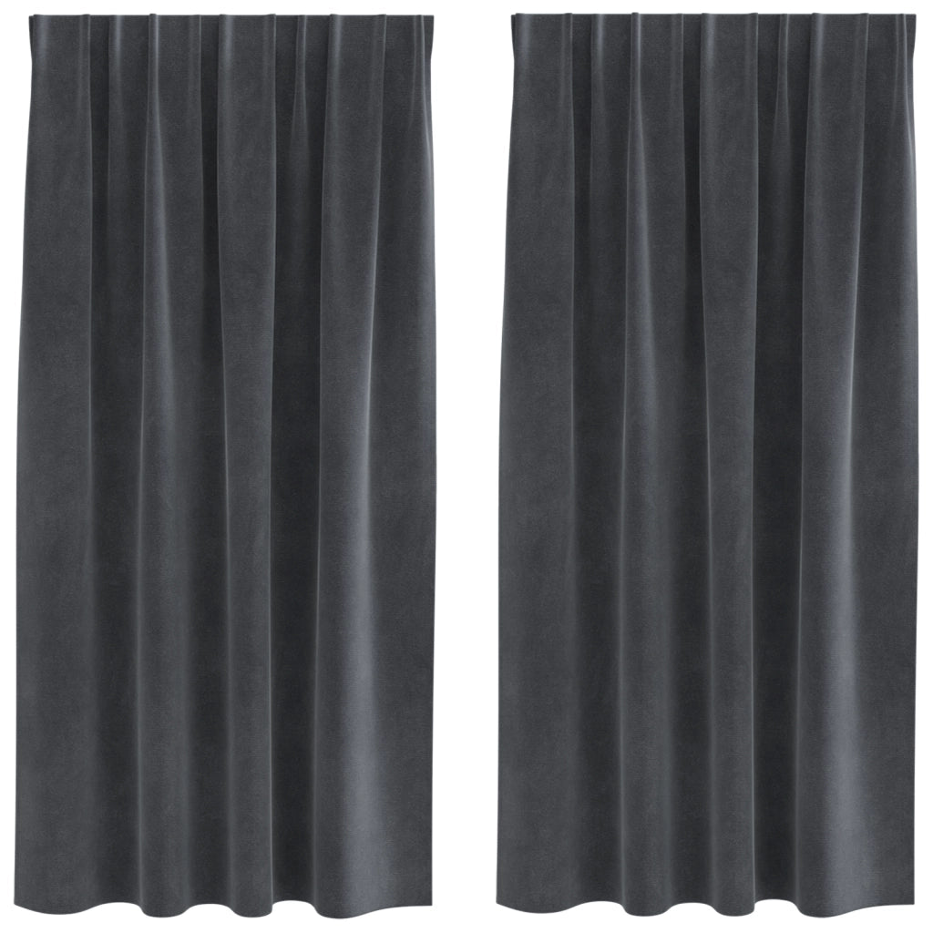 Tende oscuranti  con nastro superiore 2 pz Grigio chiaro in velluto