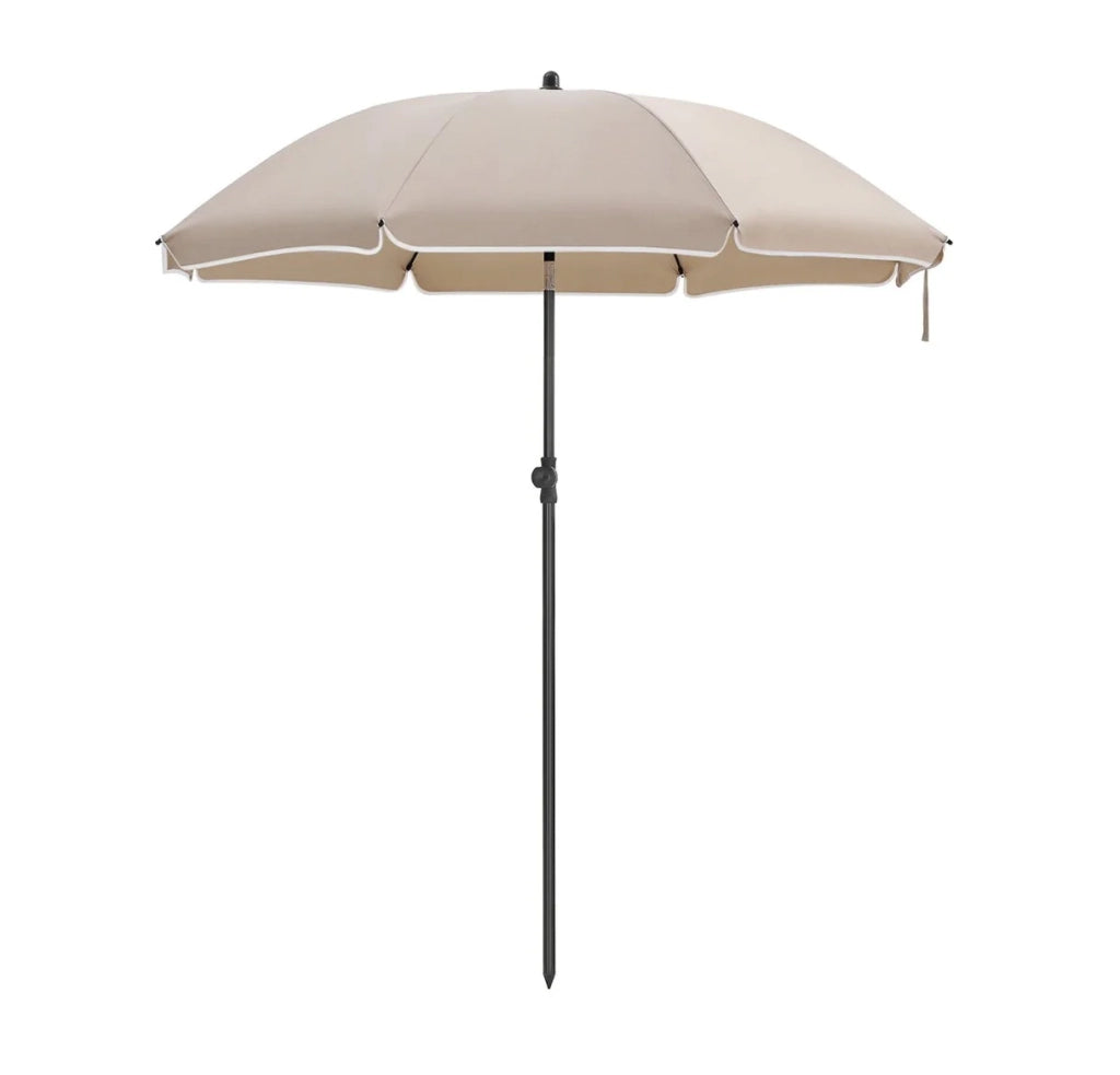 Ombrellone da giardino diametro 1,6 m parasole UPF 50+ inclinabile portatile resistente al vento stecche in fibra di vetro con sacca color tortora 12_0001822