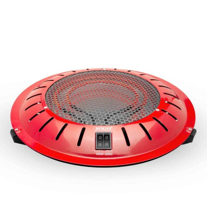 Stufa elettrica a carboni ardenti 900W, 2 filamenti carbonio riscaldamento istantaneo, corpo metallo verniciato rosso - SOGO